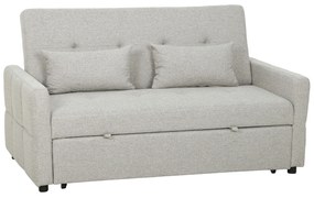 HOMCOM Canapea 2 locuri convertibilă în canapea extensibilă clic clac cu 2 perne din țesătură, Maro deschis | Aosom Romania