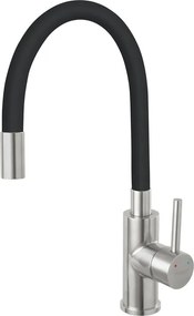 Baterie bucatarie cu pipa flexibila Ferro Zumba negru - inox