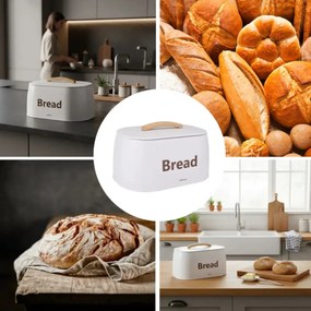 Cutie pentru pâine din metal, 34×24×18.5 cm, albă, Kinghoff KH-1947