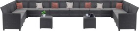 Set de mobilier de grădină Claire IV cu 18 locuri și masă de depozitare Vigo, grafit