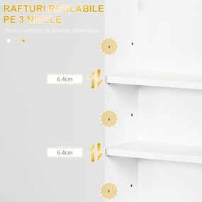 kleankin Dulap pentru Baie Suspendat cu Rafturi Ajustabile, 40x15x60 cm, Alb | Aosom Romania