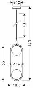 Lustră pe cablu CORDEL 2xG9/28W/230V alamă/bej fumuriu