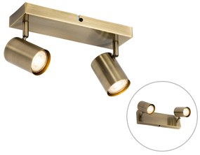 Plafoniera modernă bronz cu 2 lumini reglabile dreptunghiulare - Jeana