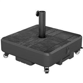 Outsunny Bază pătrată pentru umbrelă, suport umbrelă exterior cu roți Umplibil 35 kg Nisip sau 28 L Apă, 48 x 48 x 38,5 cm, Negru | Aosom Romania