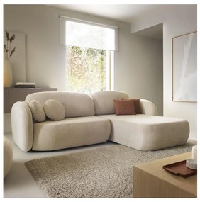 Colțar extensibil OLBIA, tip L, cu spațiu de depozitare, pe partea dreaptă, bej