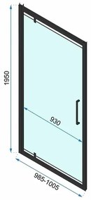 Usa de nisa pivotanta Rea Rapid Swing 100 cm sticla 6 mm negru