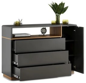 Dulap cu sertar FRED antracit/stejar artizan