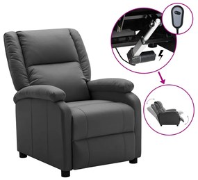 Fotoliu rabatabil electric, antracit, piele ecologică