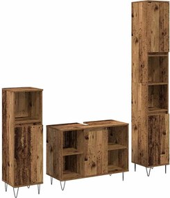 vidaXL Set de mobilier pentru baie 3 pcs Lemn Vechi Lemn compozit