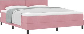 vidaXL Pat cu arcuri cu saltea cu headboard Roz 180 x 200 cm Catifea