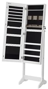 Dulap pentru depozitare bijuterii si oglinda, Songmics, UJJC002W01, Plastic