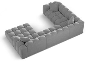 Colțar gri deschis cu tapițerie din chenille (cu colț pe partea stângă/în formă de "U") Treno – Cosmopolitan Design