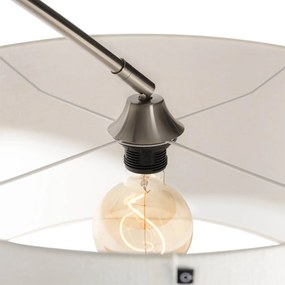 Lampă cu arc din oțel cu abajur din stofă albă 50 cm - XXL