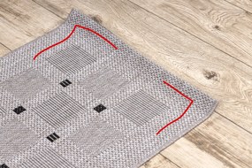 Covor sisal Floorlux 20079 Pătrat argintiu si negru - SECUNDAR-COTATI PRODUSUL