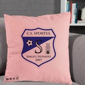 Perna Personalizata CS Sportul Simleu Silvaniei 2007, 40x40 cm, Roz, Husa Detasabila, Perna Inclusa, BEKZ®