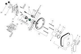 Baterie cada - dus Hansgrohe, Talis E, auriu lucios