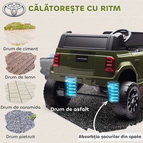 AIYAPLAY Auto Electric pentru Copii TOYOTA Land Cruiser 12V cu Telecomandă, Vârsta 3-8 Ani, Verde | Aosom Romania