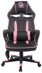 Scaun gaming cu masaj, pernă lombară, tetieră integrată, piele PU, SIG 781G5M7, Negru/Roz