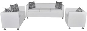 272181 vidaXL Set canapele 3 și 2 locuri și fotoliu, alb, piele artificială