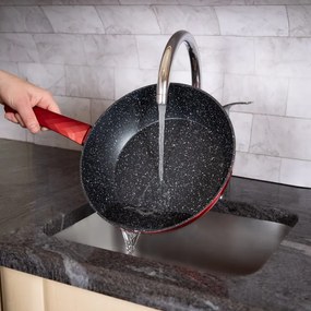 Set de oale si tigai Royalty Line FD10, 10 piese, Aluminiu turnat, Acoperire din marmura Greblon, Inductie, Rosu