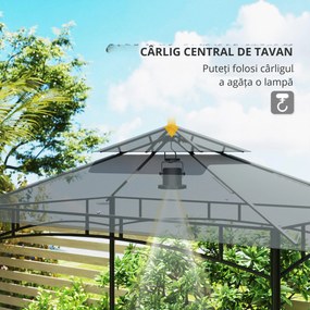 Outsunny Pavilion de grătar cu LED 240 x 150 x 258 cm rezistent la apă, ignifug, pavilion de grătar cu acoperiș dublu | Aosom Romania