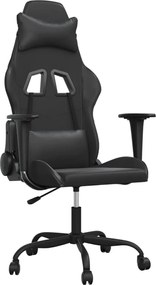 vidaXL Scaun de gaming de masaj, negru, piele ecologică