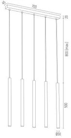 Lustra cu 5 pendule design minimalist Etna plus negru