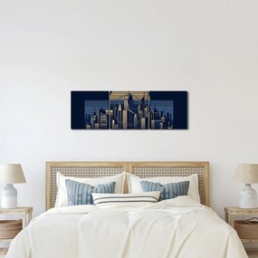 Tablou – Oraș geometric (cu ceas) (90x30 cm)