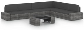 vidaXL Set mobilier de grădină cu perne, 7 piese, gri, poliratan