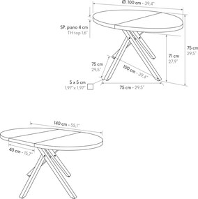 Masa rotunda extensibila Nada Ø 100 cm