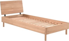 Pat în culoare naturală din lemn de stejar cu somieră 90x200 cm Forrest – Vipack