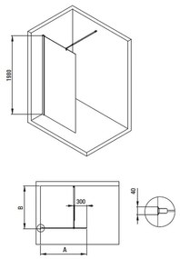 Paravan dus walk-in sticla securizata 120x200 cm crom Deante Kerria Plus 1200x2000 mm, Crom lucios