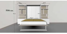 Set pat rabatabil dublu cu somiera inclusa si 2 biblioteci(100 cm) - ROYAL 160 BIG BOOKCASES SET (160X200)