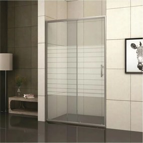 Usa de nisa culisanta Inter Ceramic 160 cm sticla transparenta cu linii albe 5 mm profil crom lucios