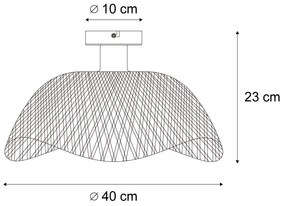 Plafonieră Art Deco neagră cu bambus natural 40cm - Alka