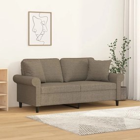 3153248 vidaXL Canapea cu 2 locuri cu perne&pernuțe gri taupe 140 cm textil