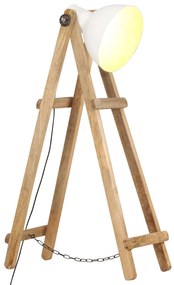 Lampa de podea, alb, lemn masiv de mango, E27 1, Alb, 1