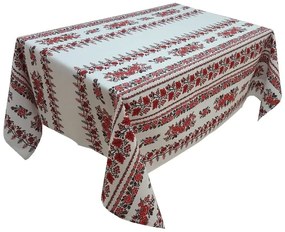 Fata de masa pentru living si bucatarie CASA GINO , cu motive traditionale, bumbac 100%, 160X150 cm, masa 6 persoane, model Trandafiri