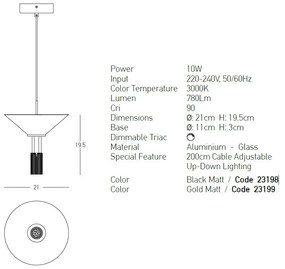 Pendul LED design modern decorativ Newy aurie
