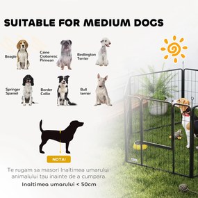 PawHut Țarc pentru Câini Portabil din 6 Panouri, 160x80x80 cm, Negru | Aosom Romania