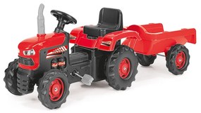 Tractor cu pedale,transmisie cu lant,remorca si volan Rosu