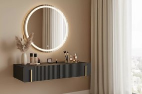 Masă de toaletă Malmi 100 cm suspendată - negru mat / auriu