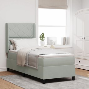 vidaXL Pat box spring cu saltea &amp; LED, gri deschis, 80x200 cm catifea