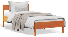Cadru de pat cu tăblie, maro ceruit, 90x200 cm, lemn masiv pin