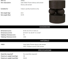 Masuta auxiliara design LUX Thoren, Ebony oak veneer