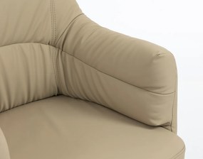 HR840N Scaun Crem Piele Ecologica Premium Soft cu Bază Neagră
