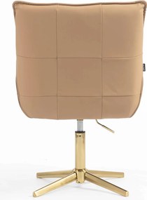 HR560CROSS Scaun Caramel Piele Ecologica Premium Soft cu Bază Aurie