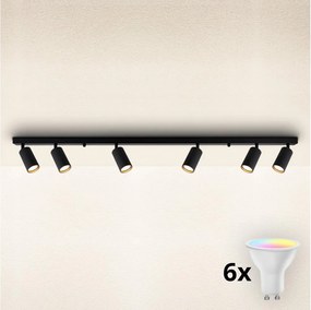 Brilagi - Plafonieră LED RGBW reglabilă SELE MODERN, 6x GU10, 6,5W, 230V, Wi-Fi, negru