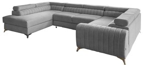 Colțar gri deschis extensibil/cu spațiu de depozitare (cu colț pe partea stângă/în formă de "U") Louis – ELTAP