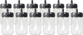 Set 12 recipiente condimente 430KSV1468, transparent/negru, sticla, 30
